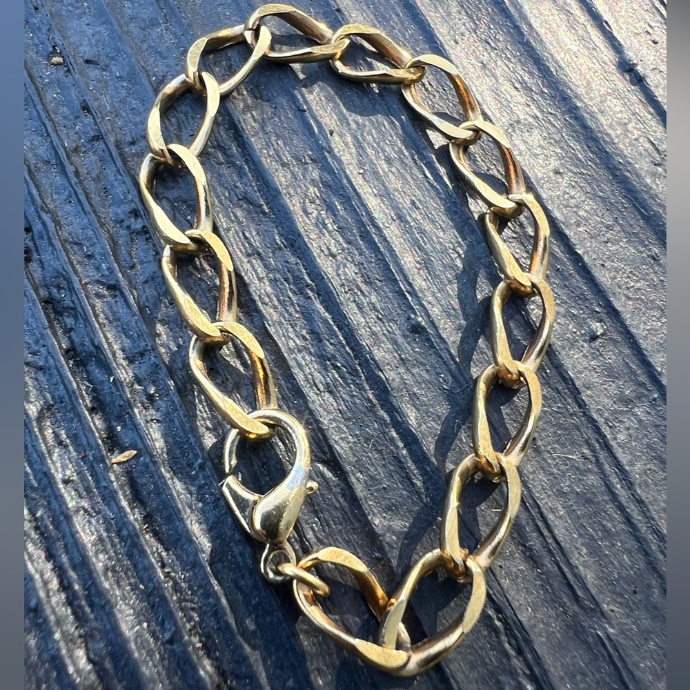 Vintage Chunky Gold Tone Chain Bracelet Girl Toddler Child Baby Infant
